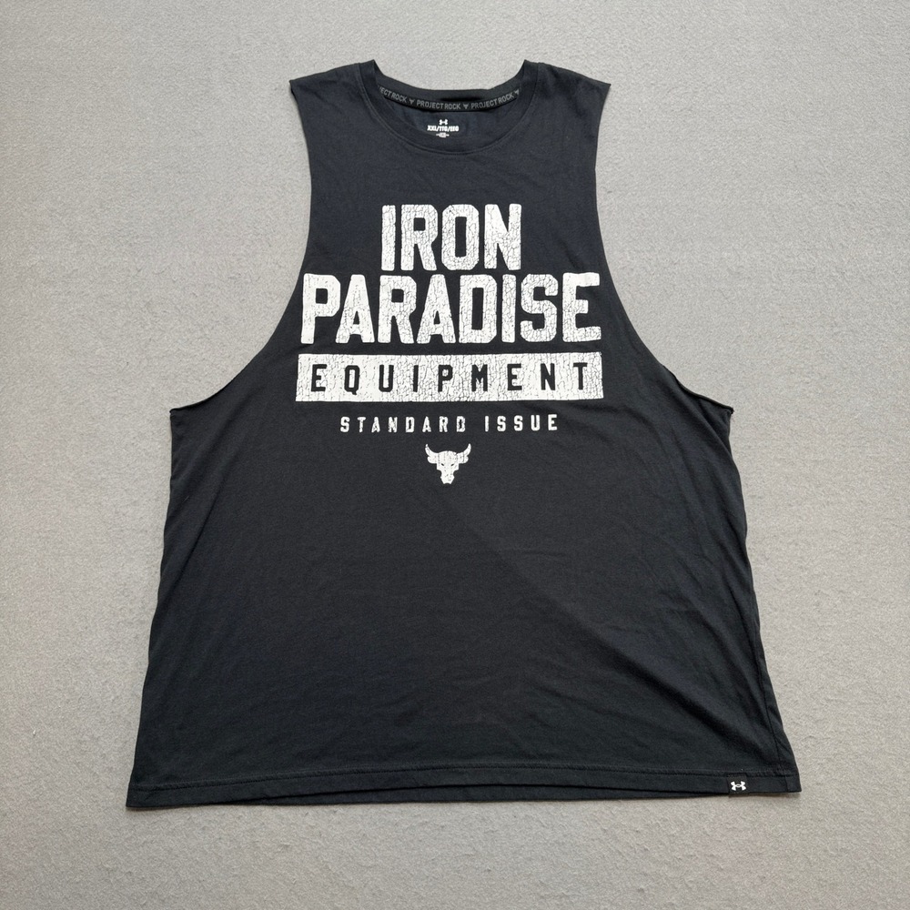 Under Armour Project Rock Tank Top Men's 2XL Black Muscle Racerback Gym Training